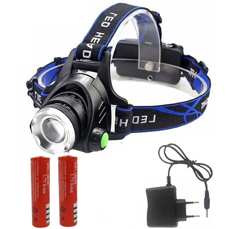 Super Bright LED Headlamp T6 Zoomable Headlight USB Rechargeable 6000lm Head Flashlight Torch Lamp Light Lantern