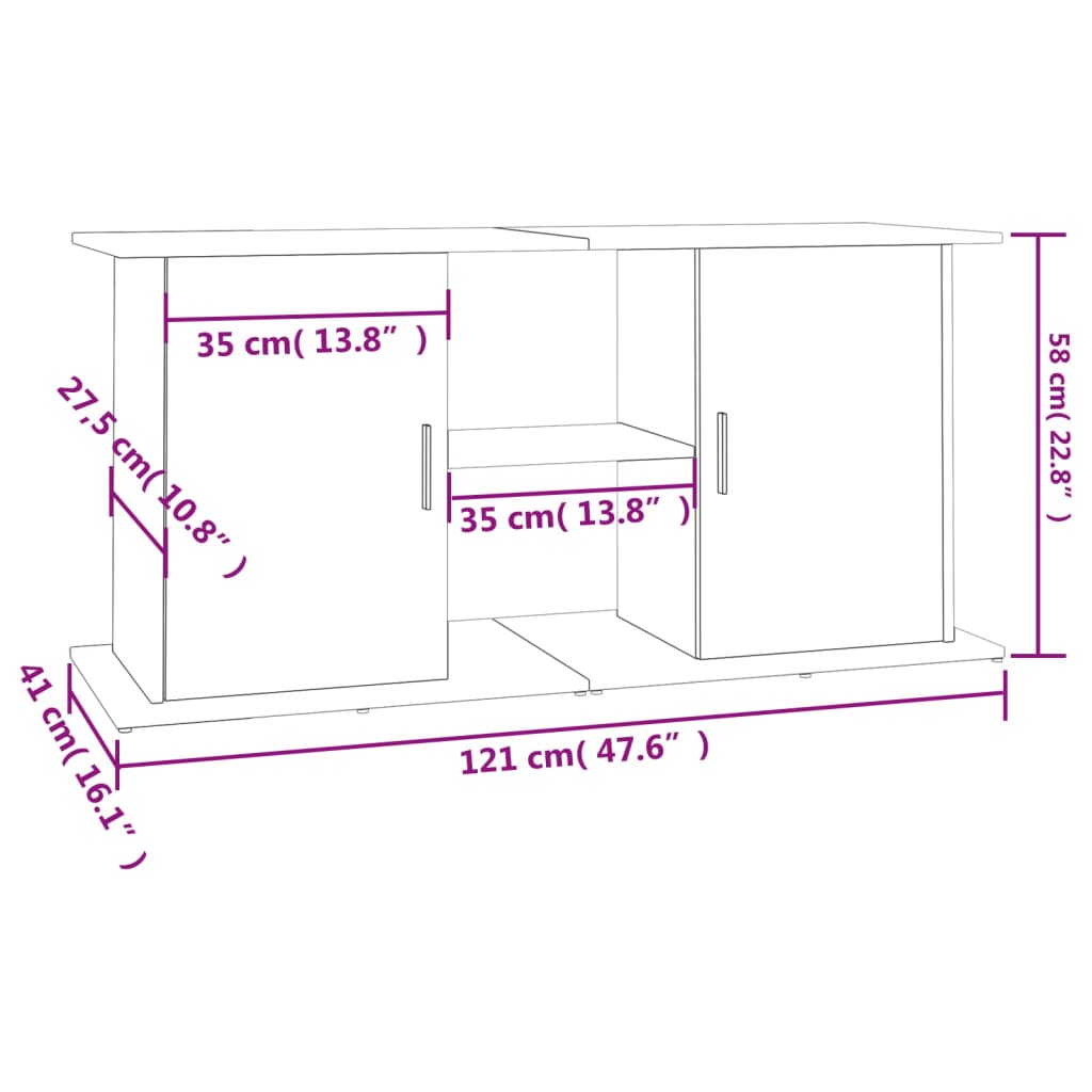 Aquarium Stand Gray Sonoma 121 x 41 x 58 cm Particleboard