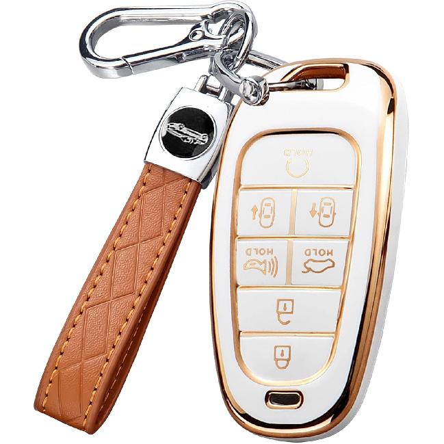 for Hyundai Key Fob Cover with Keychain, Premium TPU Key Case shell for 2024 Hyundai Sonata, Santa Fe, Nexo, Tucson Remote Smart Car Key Fob