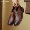 Basic Women Pumps Round Toe Mature Genuine Leather Office Lady Shoes Woman Lace-Up Thick Heels 2024 Spring New Heels Women