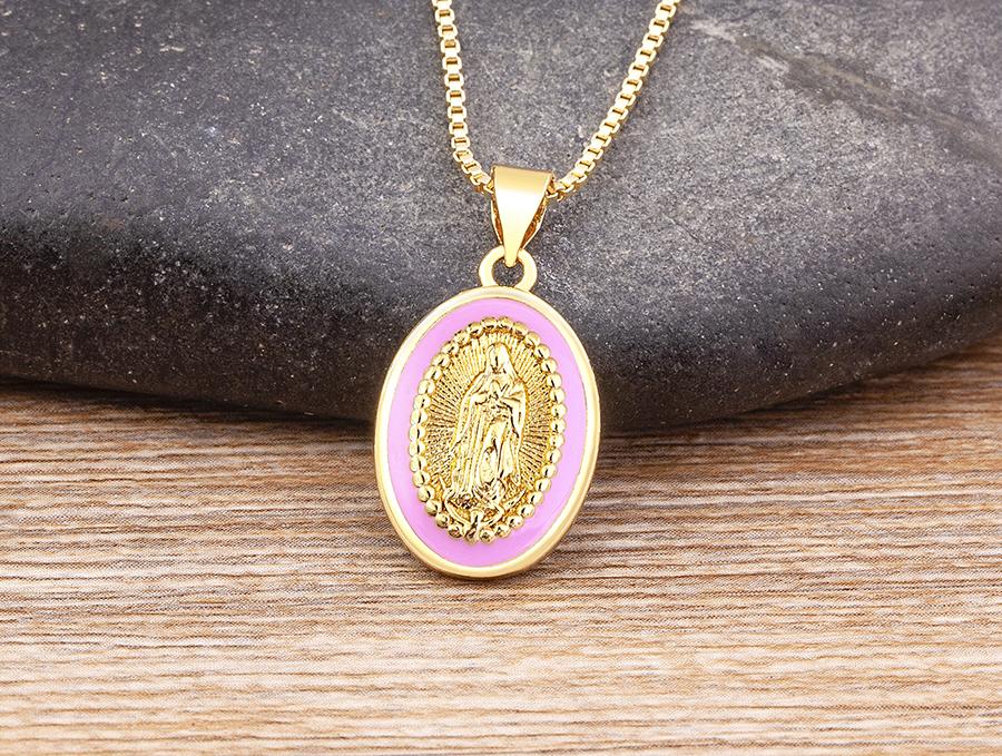 Nidin Enamel Christian Virgin Mary Pendant Necklace 7 Colors Gold Plated Handmade Choker Jewelry Accessories Gift Wholesale