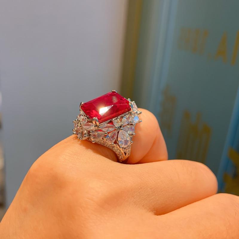 Gica Gema 925 Sterling Silver12*14MM Zircons Gemstone Engagement Ring For Women Fine Jewelry