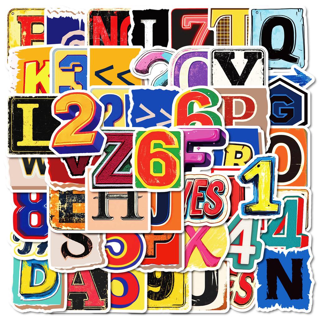 50 Ретро Серия Английских Букв Водонепроницаемые Декоративные Наклейки Креативное Цветовое Сочетание Трехмерный Эффект Наклейки