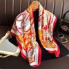 90CM Square Scarves Geometrical Print Twill Silk Foulards Femme Wraps Beach Shawls Bandana Lady Hijabs