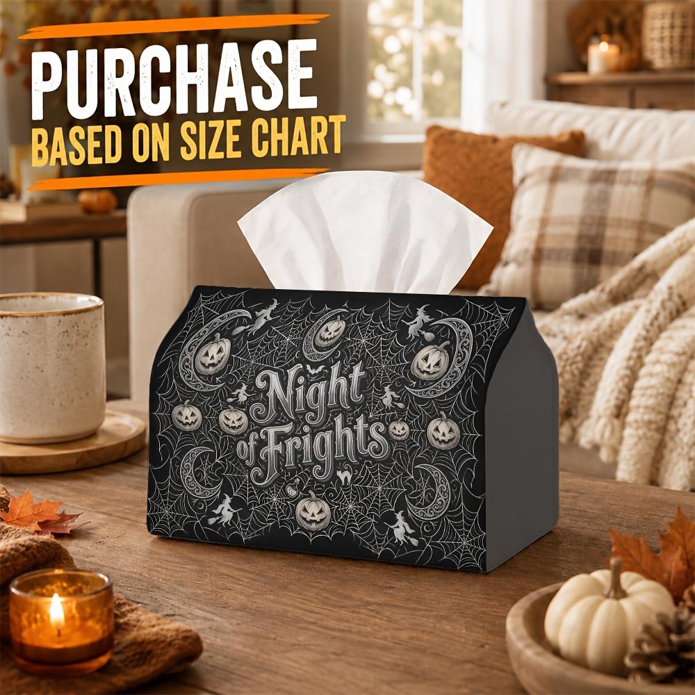 1pc Vintage Gothic Halloween Tissue Box | Popular Multi-Functional Halloween Napkin Dispenser, 2 Sizes for Home Ghost Parties Carved Pumpkin Bat Cobwe