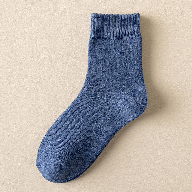 Женские осенне-зимние махровые носки - на бархатной подкладке, толстые, средней длины, однотонные, теплые, в стиле полотенца.