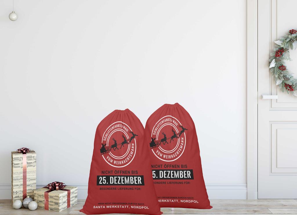 Printtoo Большая холщовая сумка на шнурке, рождественские мешки, подарочный мешок Санты, индивидуальный подарок на вечеринку, 2 шт., 27x20 дюймов