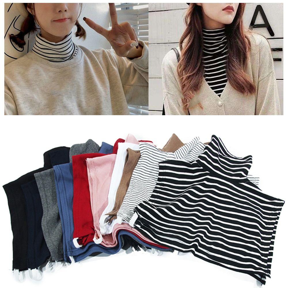 Solid Color Turtleneck Fake Collar Extensions Half Top Blouse New Mock Neck Cover