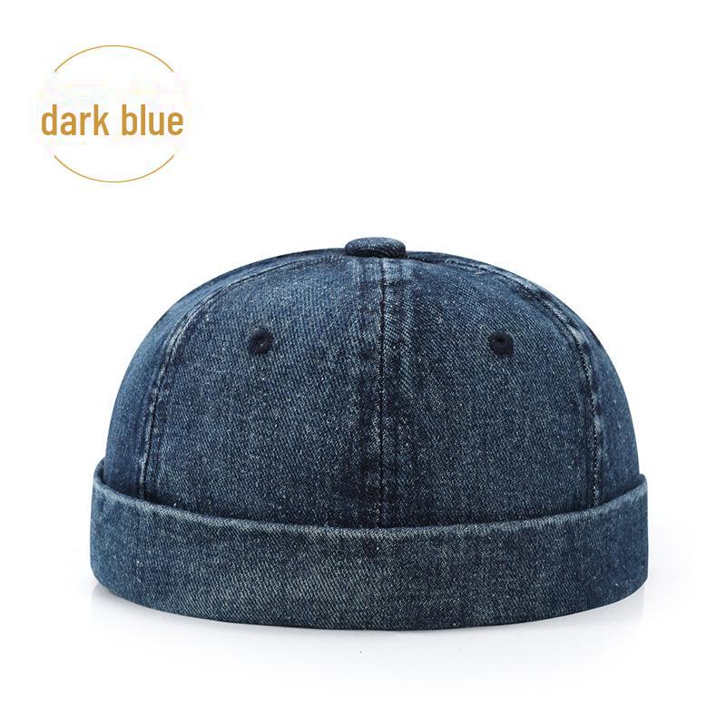 Korean Washed Denim Sailor Hat - Unisex Trendy Brimless Design