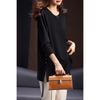 Simple Wood Large Size Black Nail Diamond T-shirt for Women Early Spring New Round Neck Top Casual Women's Clothing