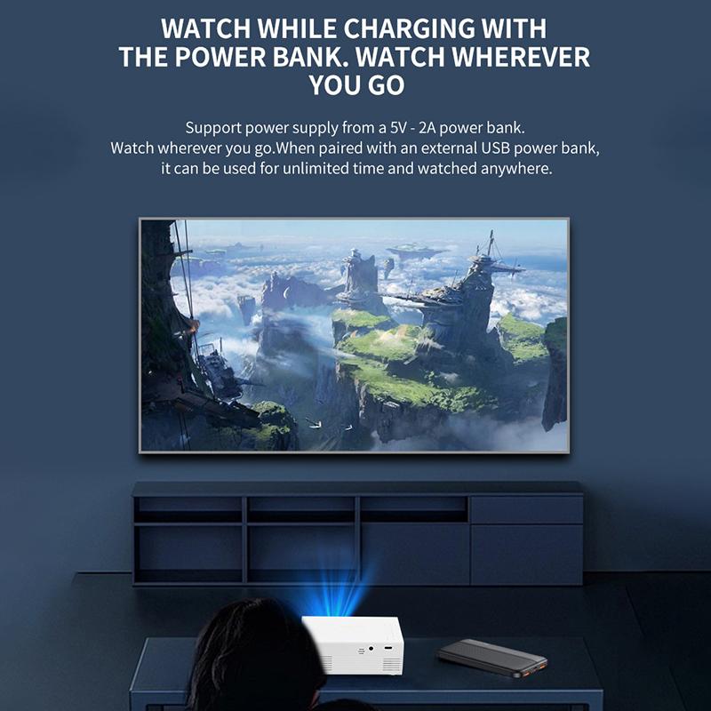 1080P Portable Mini Projector Usb Power Supply For Home Cinema Outdoor Camping Wired Phone Connection 100 Inches Screen Display