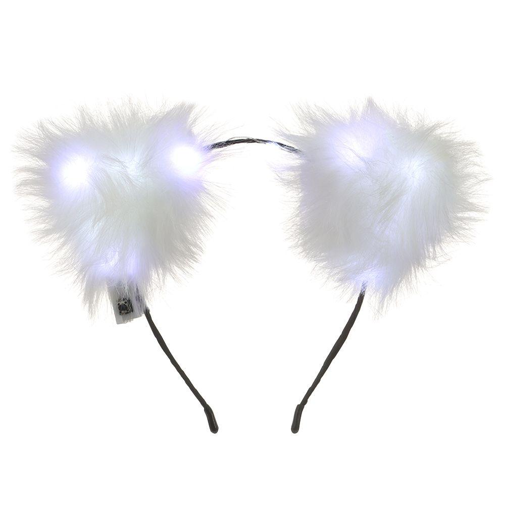 With LED Light Plush Furry Cat Ear Headband Fancy Dress Hairband Hair Accessories Cosplay Headwear