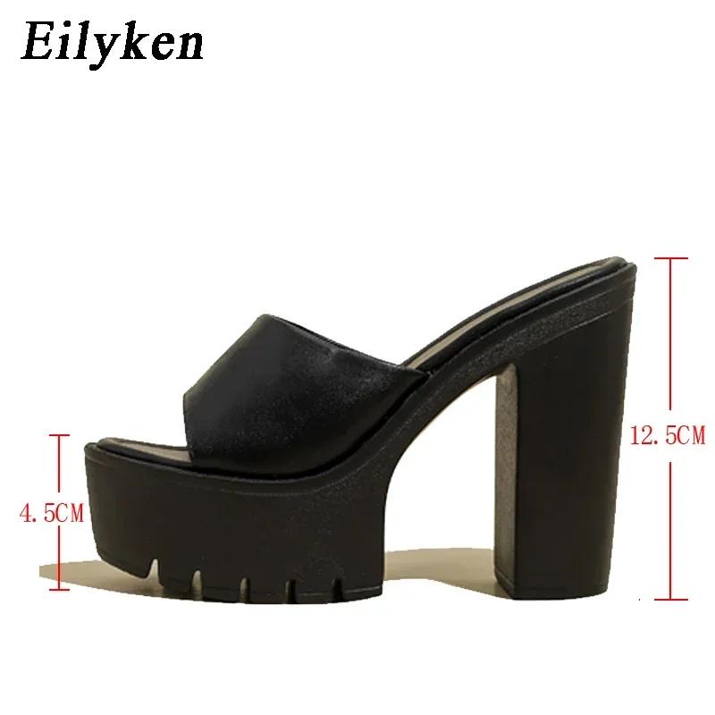 Fashion Eilyken Summer Fashion Women's Slippers Banquet Nightclub Platform Chunky High Heels Slide Mule Shoes Green White Sandals