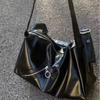 Trend Black Soft Leather Tote Bags High Quality Shoulder Bags Y2k Moto Zipper Crossbody Bags Casual Large Capacity Handbags