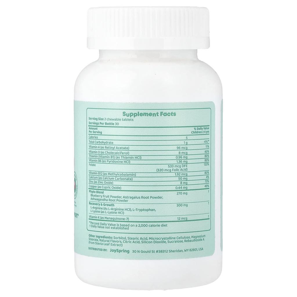 JoySpring, Grow Getter, Ages 4+, Fruit Punch, 60 Chewable Tablets