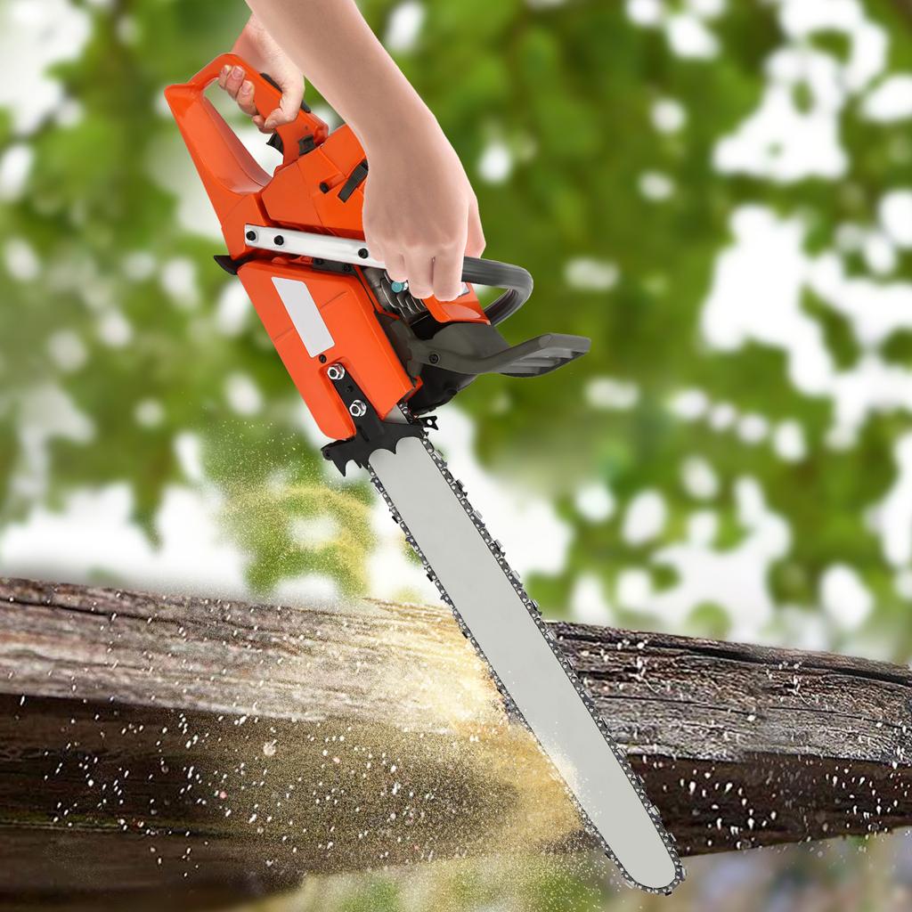 Бензиновые цепные пилы 24-дюймовая направляющая шина 2-тактная 65/72 куб. см бензиновая цепная пила для фермерского сада, резки дерева, картер с ручным пуском