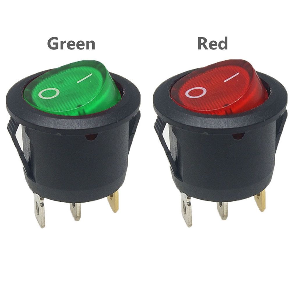 10PCS Mini 3 Pin 2 Position With Light Rocker Switch KCD1-105 Power Switch
