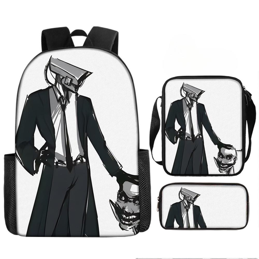 Cartoon Skibidi Toilet Printed Backpack Child Schoolbag Shoulder Bag Pencil Bag