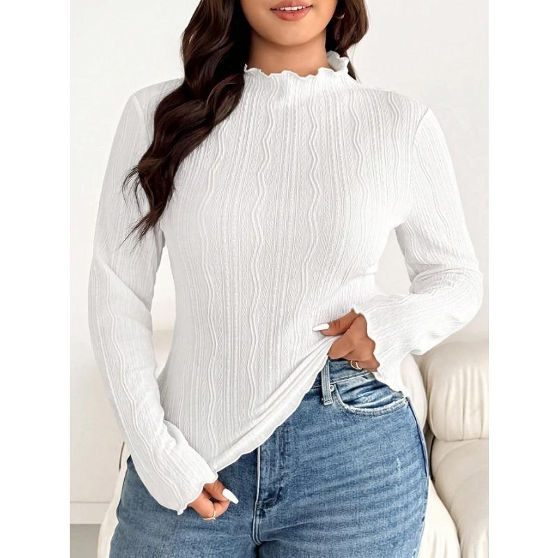 Women S Long Sleeve Half Turtleneck Ribbed Base T Shirt For Autumn Winter