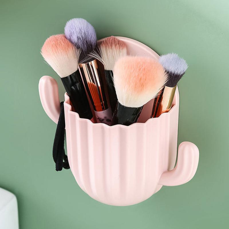 Toothbrush Holder Wall Self-adhesive Seamless Cactus Storage Rack Box Organizer Bathroom Shelf Shower Accessories