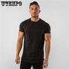 Summer Fitness Sports Short Sleeve T-shirt Work Clothes Solid Color European and American Men's Top