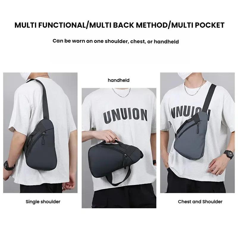 Simple Droplet Shaped Men Chest Bag Solid Color Sports Shoulder Bag Large Capacity Multifunctional Crossbody Bag Unisex