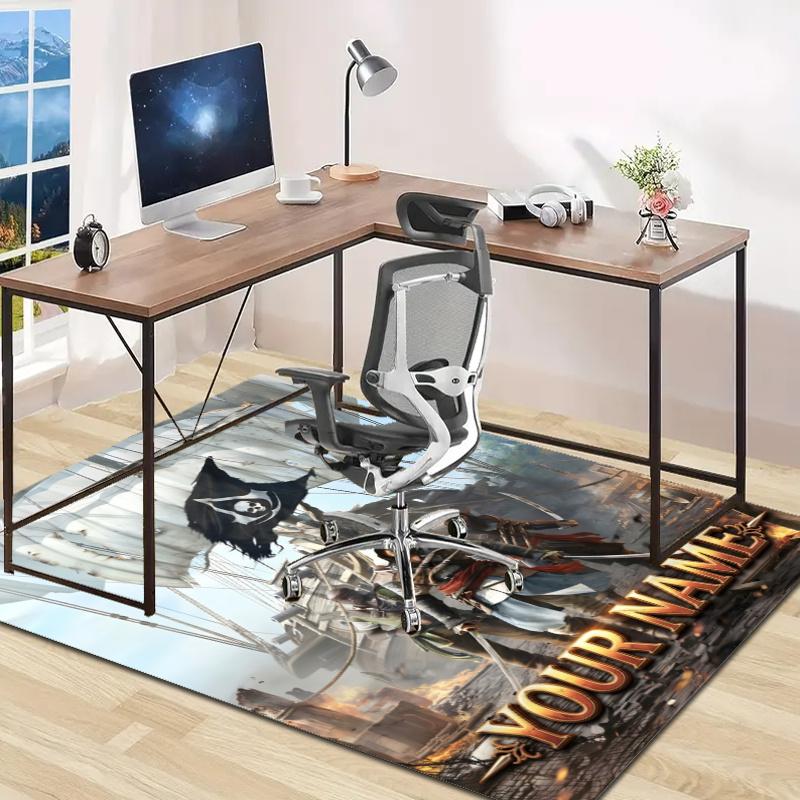 Assassin's Creed Design Area Rug Personalized Name- Non-Slip, Soft & Cozy Floor Mat for Living Room, Office - Indoor/Outdoor Carpet