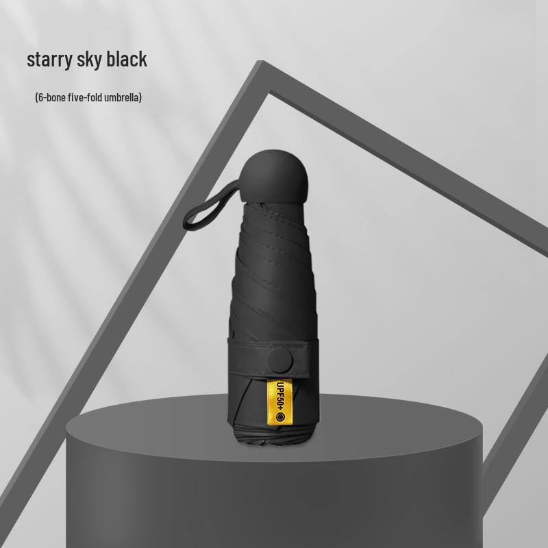 Компактный складной зонт с защитой от УФ-лучей и черной подкладкой