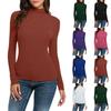 Женская однотонная модная повседневная однотонная футболка с полувысоким воротом, облегающая, эластичная, базовый топ