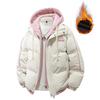 Winter Thickened Warm Bread Couple Jacket False Two Pieces Hooded Cotton Coat Young Trend