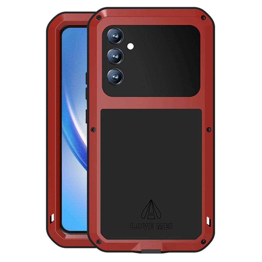 LOVE MEI Для Samsung Galaxy A34 5G Силикон+Металл Противоударный Прочный Чехол для Телефона со Встроенной Защитной Пленкой из Закаленного Стекла