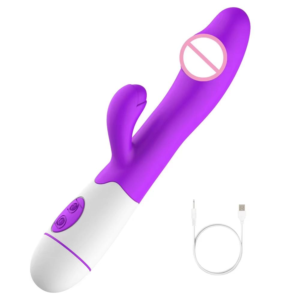 G Spot Dildo Silicone Rabbit Vibrator Dual Vibration 10 Speeds Female Vagina Clitoris Massager Adult Sex Toys For Women
