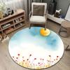 Decorative Round Floral Multicolor Floor Rug, Non-Slip Floor Mat for Bedroom
