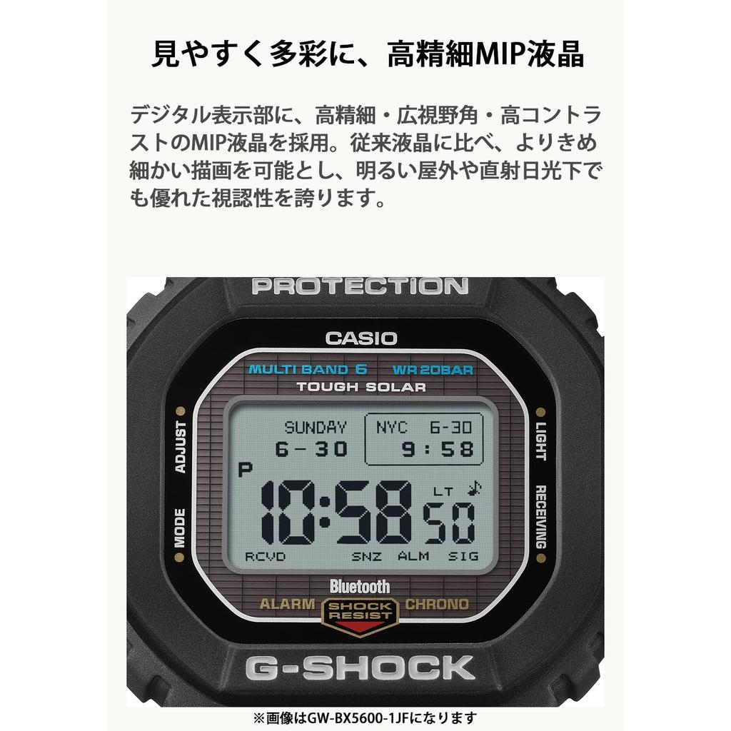 Casio Мужские часы G-Shock, Полностью черные, Экологичный материал, MIP LCD, Bluetooth, Радиоуправляемые, Питание от солнечной энергии, GW-BX5600-1A1JF, Оригинал из Японии