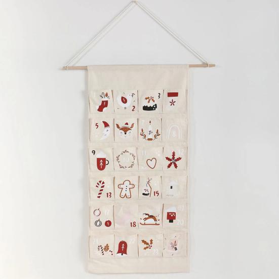 Fabric Christmas Advent Calendar with Multiple Pockets Easy To Hang 24 Days Countdown Advent Calendar Hanging Storage Bag