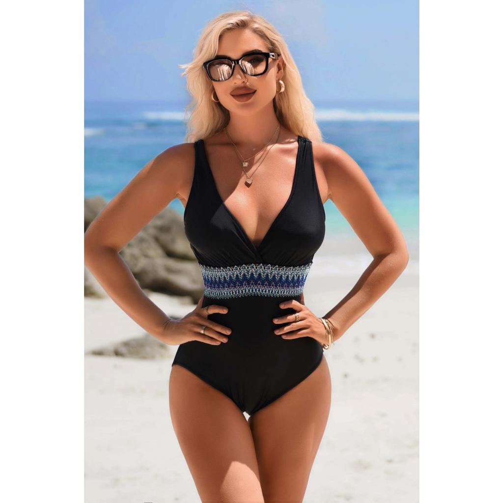CHARMLEAKS One Piece Swimsuit Women Tummy Tuck Waist Design V Collar Bathing Suit Sexy Monokini Swimwear S-XL