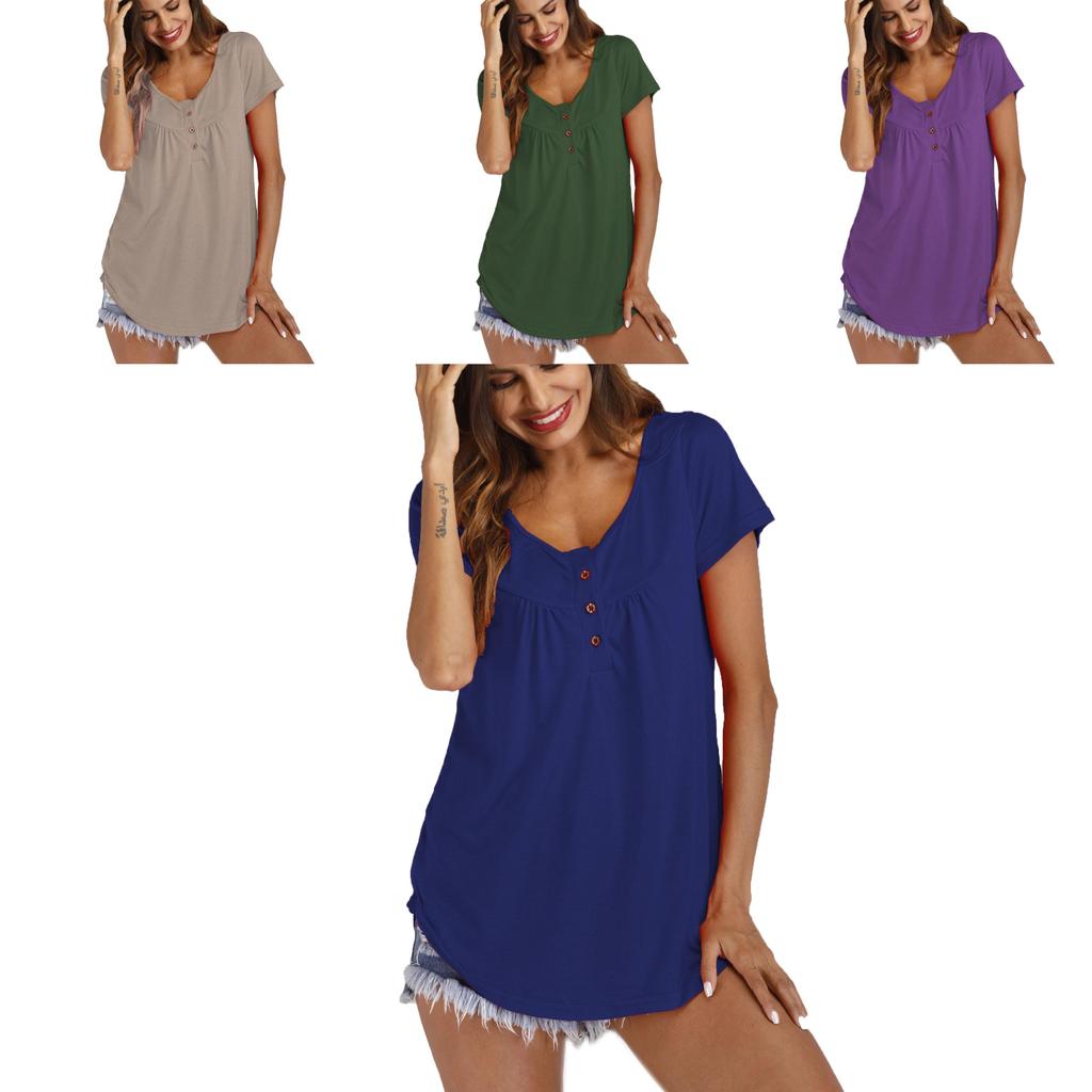 Stylish Women's Summer Short Sleeve Blouse In Vibrant Colors Plus Size Casual Tunic