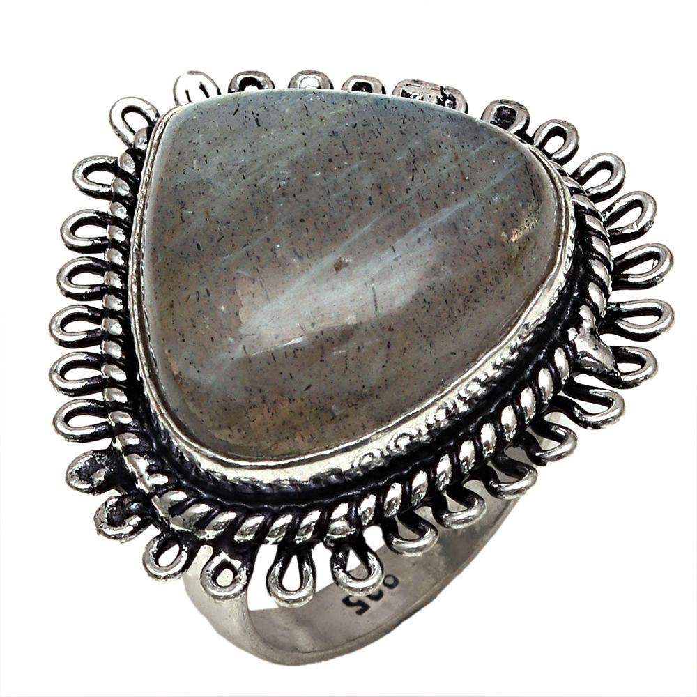 Серебряные украшения ручной работы с драгоценным камнем лабрадорит "7"