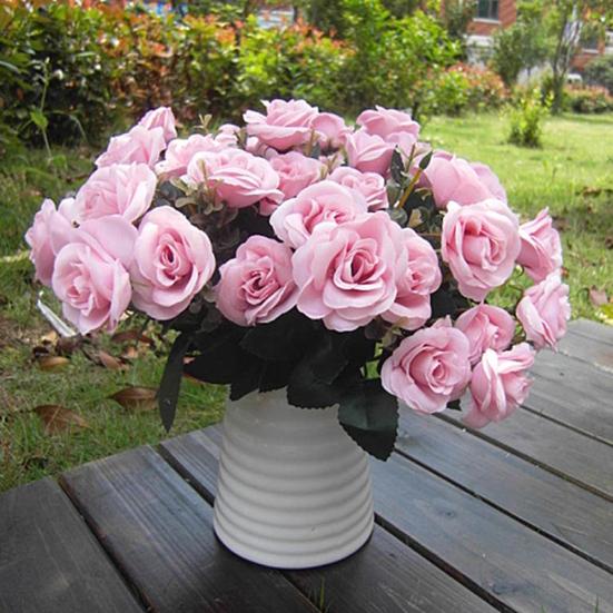 1 букет/12 головок искусственные розы шелковый цветок домашний декор свадебного букета