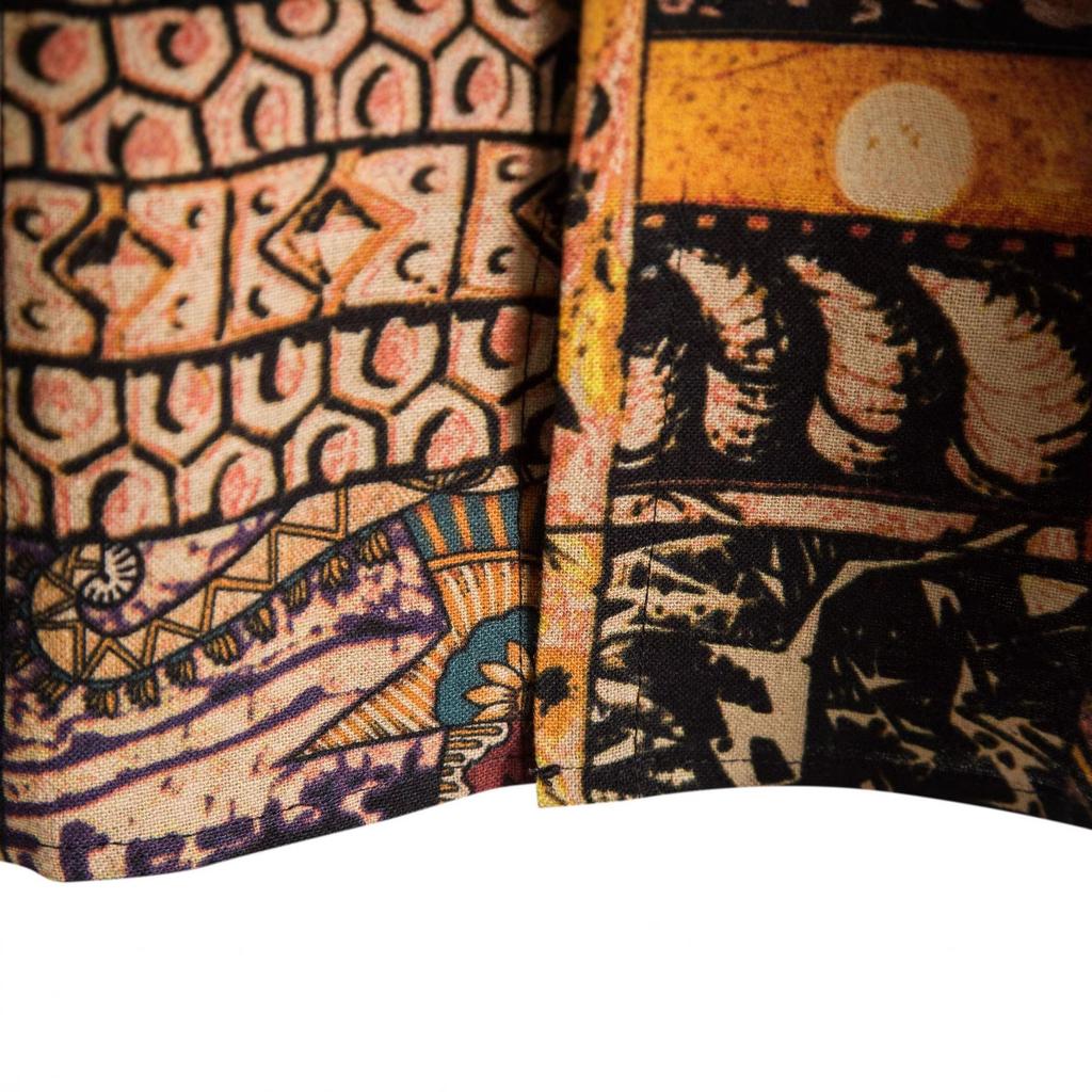 Men's Summer Personalized Short Sleeve Printed Casual Shirt Lapel Casual Tops