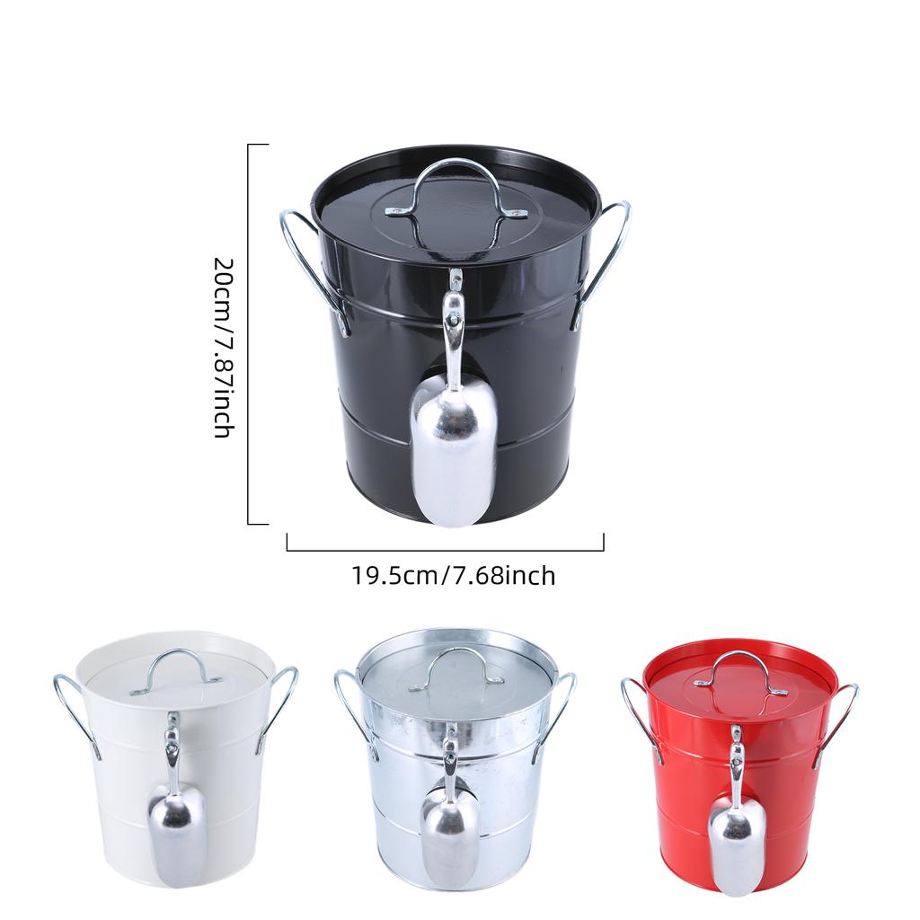 Ice Bucket with Scoop and Lid Metal Drink Coolers Wine Bucket Chiller Beverage Tub for Parities, Camping, Outdoor Bar