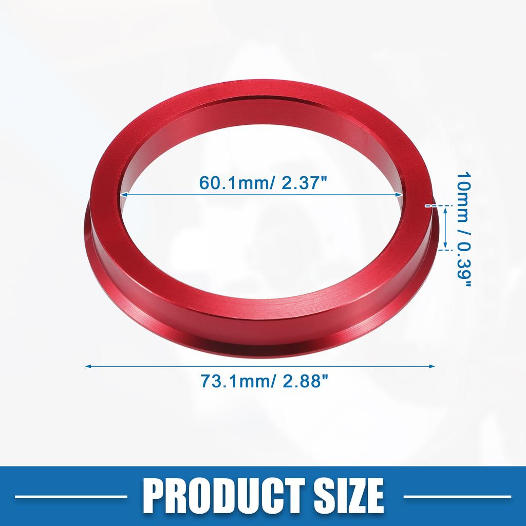 UXCELL 4pcs OD 72.6mm 73.1mm to ID 57.1mm 60.1mm 67.1mm 65.1mm Car Tire Centering Hub Centric Rings Wheel Bore Center Red