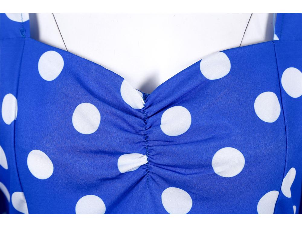 2021 Retro Polka Dot Print Swing Dress with Belt - Casual & Slim Fit