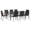 VidaXL Garden Dining Set 9 Pcs Black Textilene and Steel 3187040