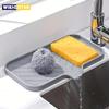 Sink Silicone Tray With Drain Soap Sponge Storage Holder Countertop Sink Scrubber Brush Soap Storage Rack Kitchen Organizer