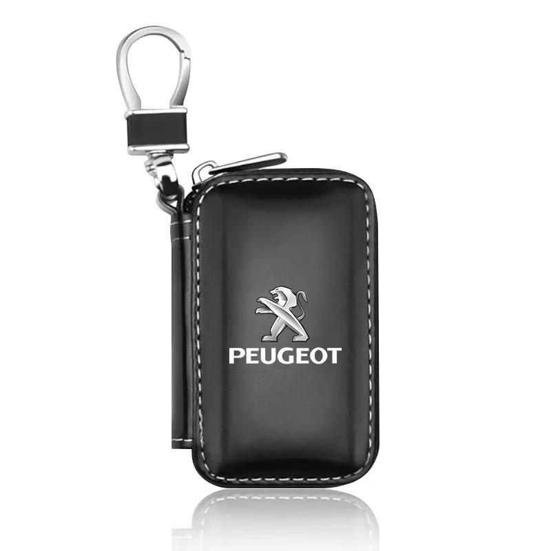 For Peugeot Car Styling Metal Leather Keychain Auto Emblem Keyrings Accessorie For Peugeot 206 207 307 3008 2008 308 407 408 508
