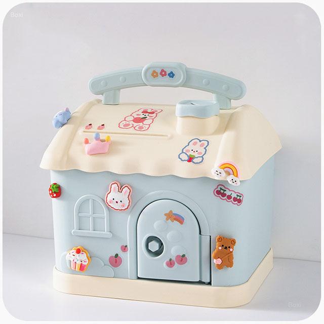 Kawaii Cartoon House Plastic Piggy Bank Cute Save Money Box For Kids Girl Adults Storage Home Decoration Children Birthday Gifts