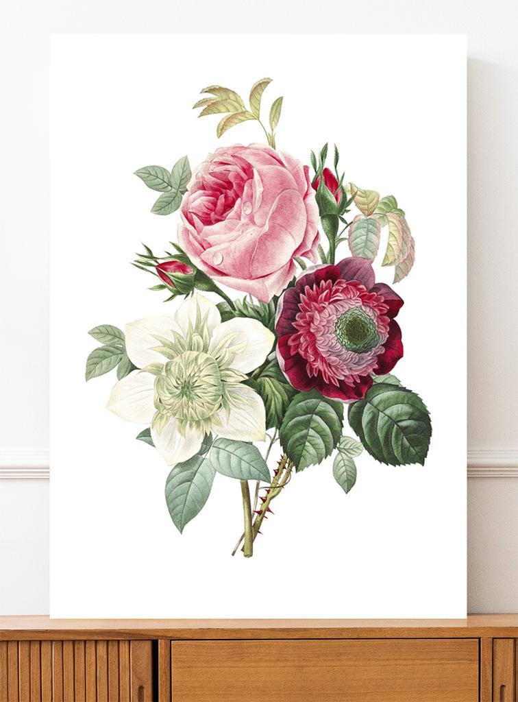 Плакат с винтажным букетом цветов