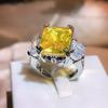 Exquisite Yellow Paraiba Ring for Women's Fashion Engagement Bride Jewelry High Quality Party Ring Birthday Gift Adjustable Size