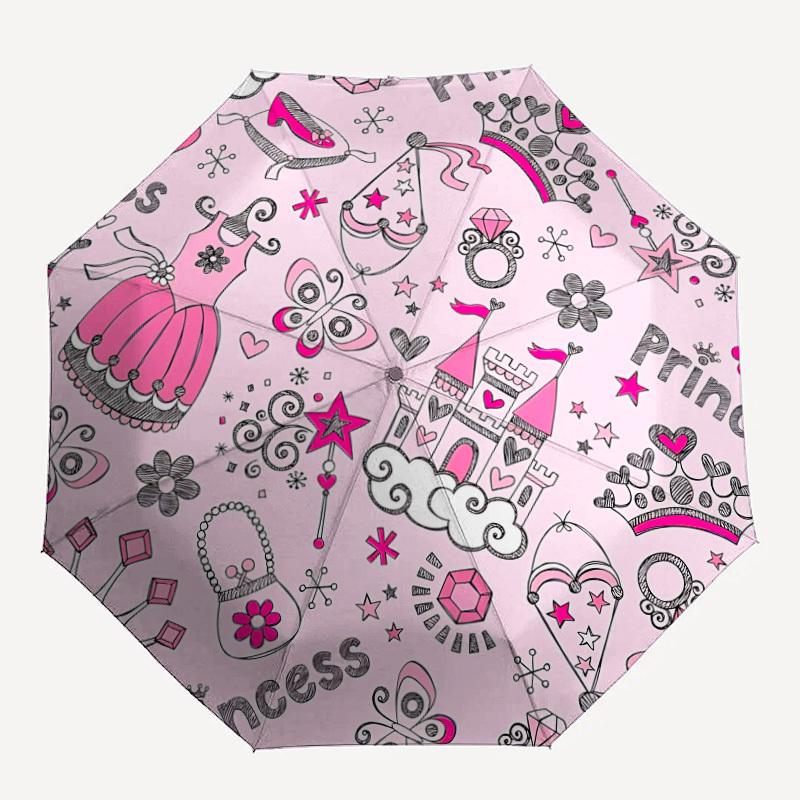 1pc Princess Automatic Opening/Closing Umbrella with Operation & Windproof Canopy - Folding Design, Holiday Gift yy260225145